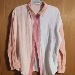 Staccato Pink and White Button Down Shirt